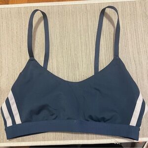 Women's Adidas Navy Blue and White Stripes Sports Bra